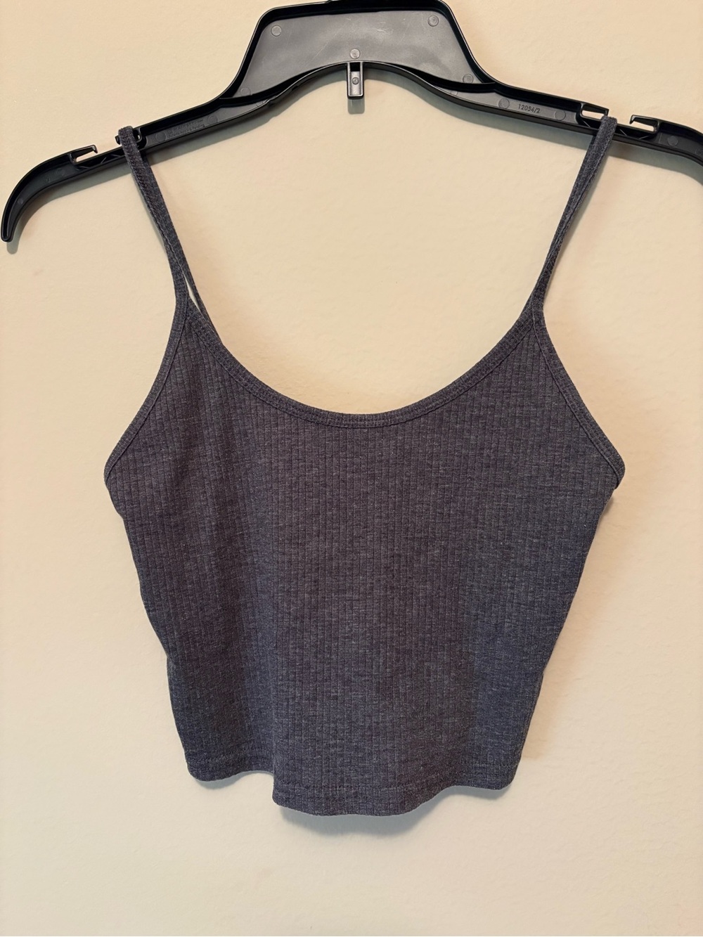 PacSun Charcoal Ribbed Spaghetti-Strap Crop Top